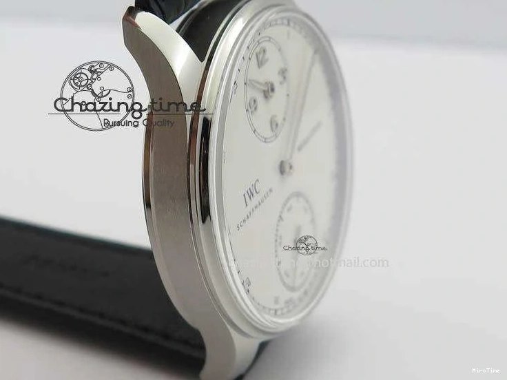 MIROTIME 0127 Effortless Portuguese IW544404 SS White Dial On Black Leather Strap A 7257